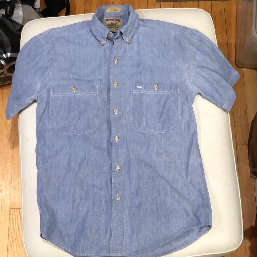Adirondack by Savile Row blue chambray short sleeve shirt